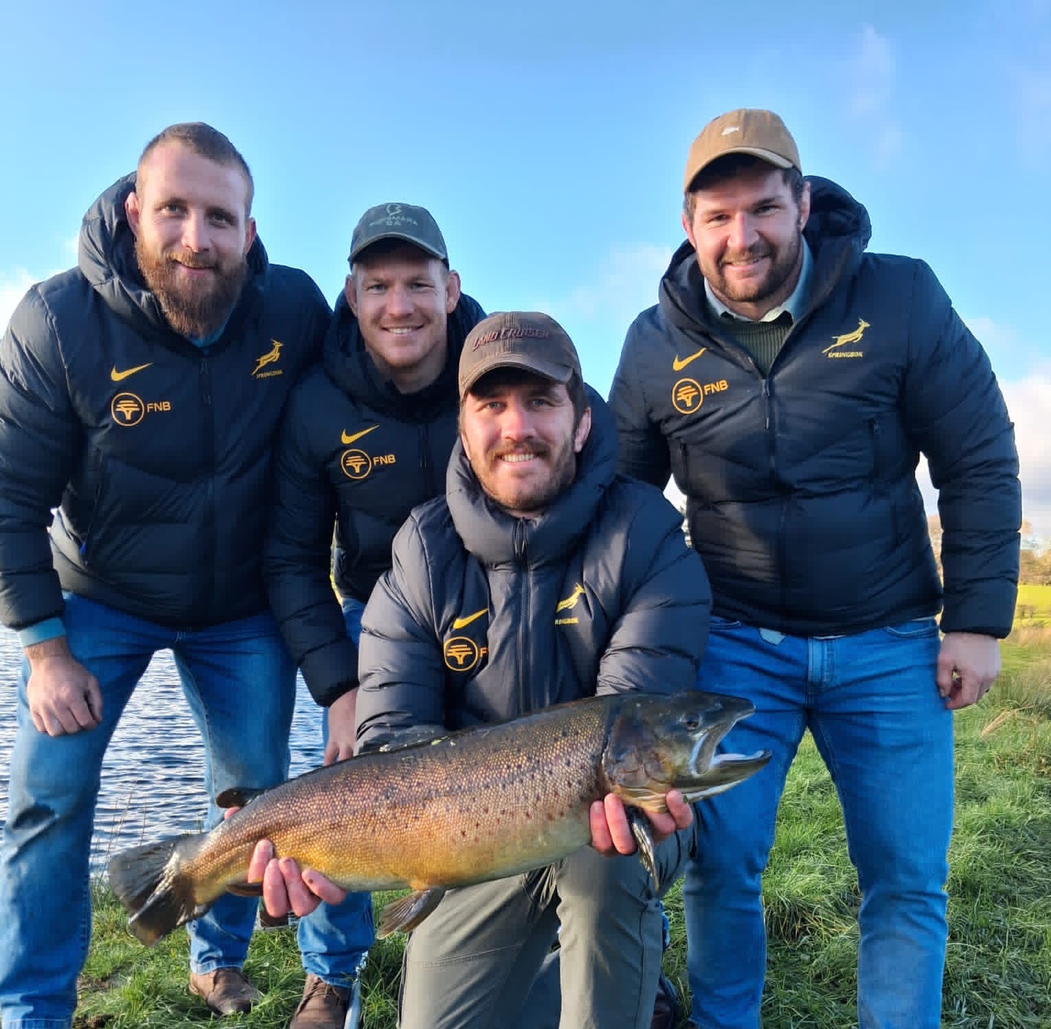 South African Springbok rugby players fishing at Laois Angling Centre