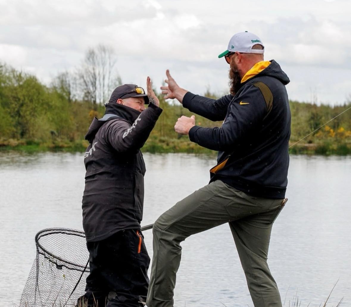 Pittsburgh Steelers player Brett Keisel fly fishing at Laois Angling Centre